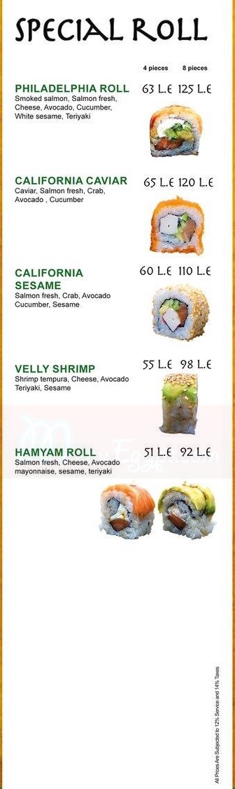 Sashimi Sushi Bar menu Egypt 4